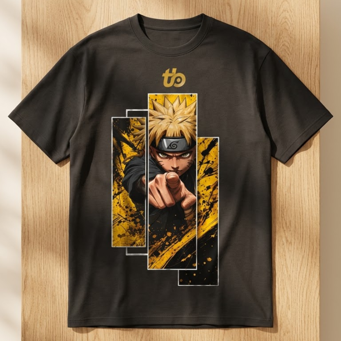 Men’s Black Anime Graphic Oversized Streetwear T-Shirt