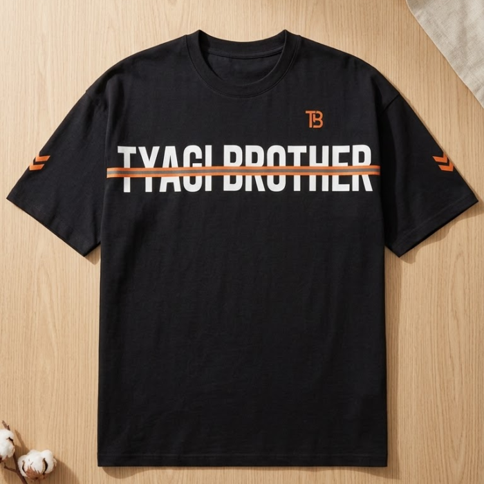 Men’s Black Oversized Bold Graphic Streetwear T-Shirt