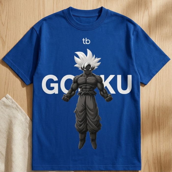 Men’s Royal Blue Anime Graphic Oversized Streetwear T-Shirt