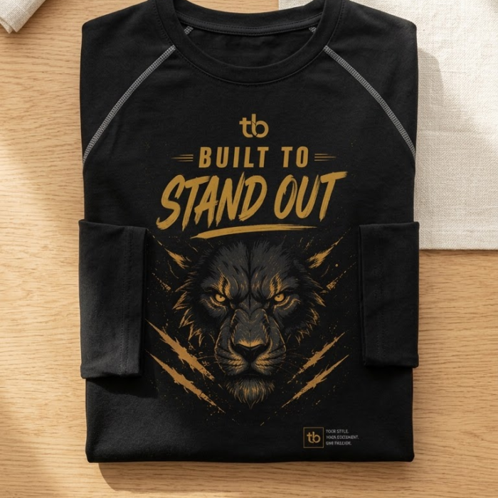 Men’s Black Wolf Graphic Full Sleeve Performance T-Shirt