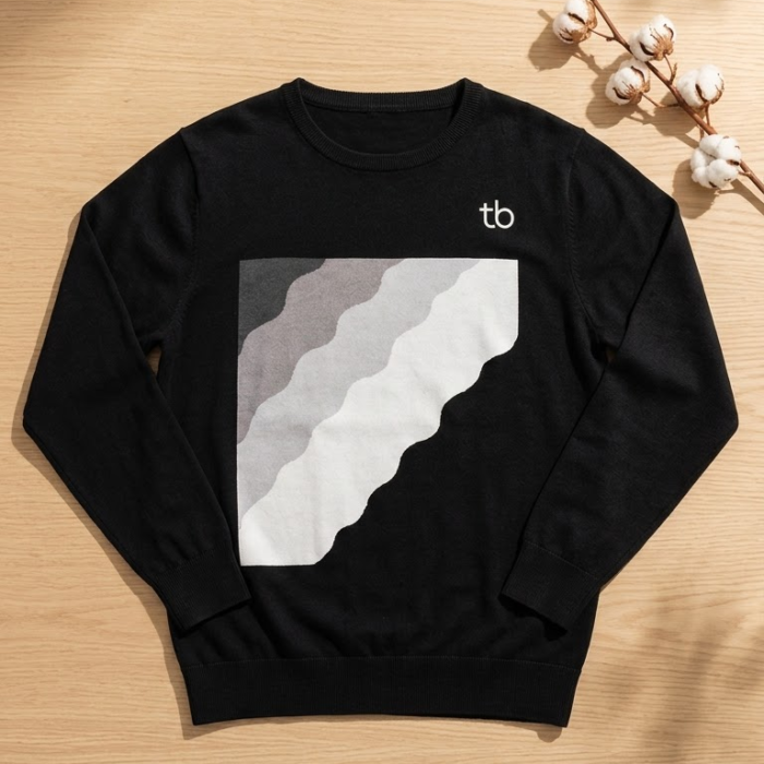 Men’s Black Abstract Graphic Full Sleeve Premium T-Shirt