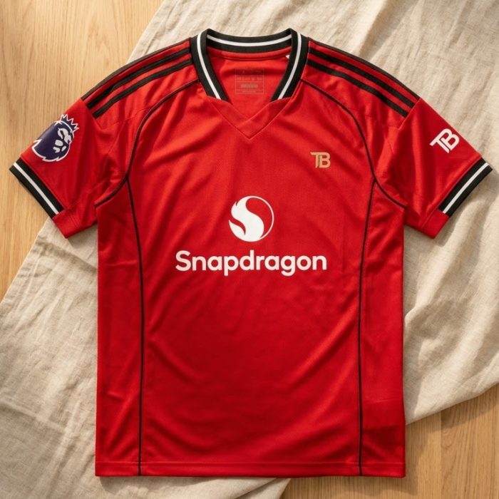 Men’s Red Premium Sports Jersey T-Shirt with TB Logo